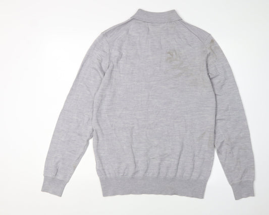 Autograph Men's Grey Collared Pullover Jumper M