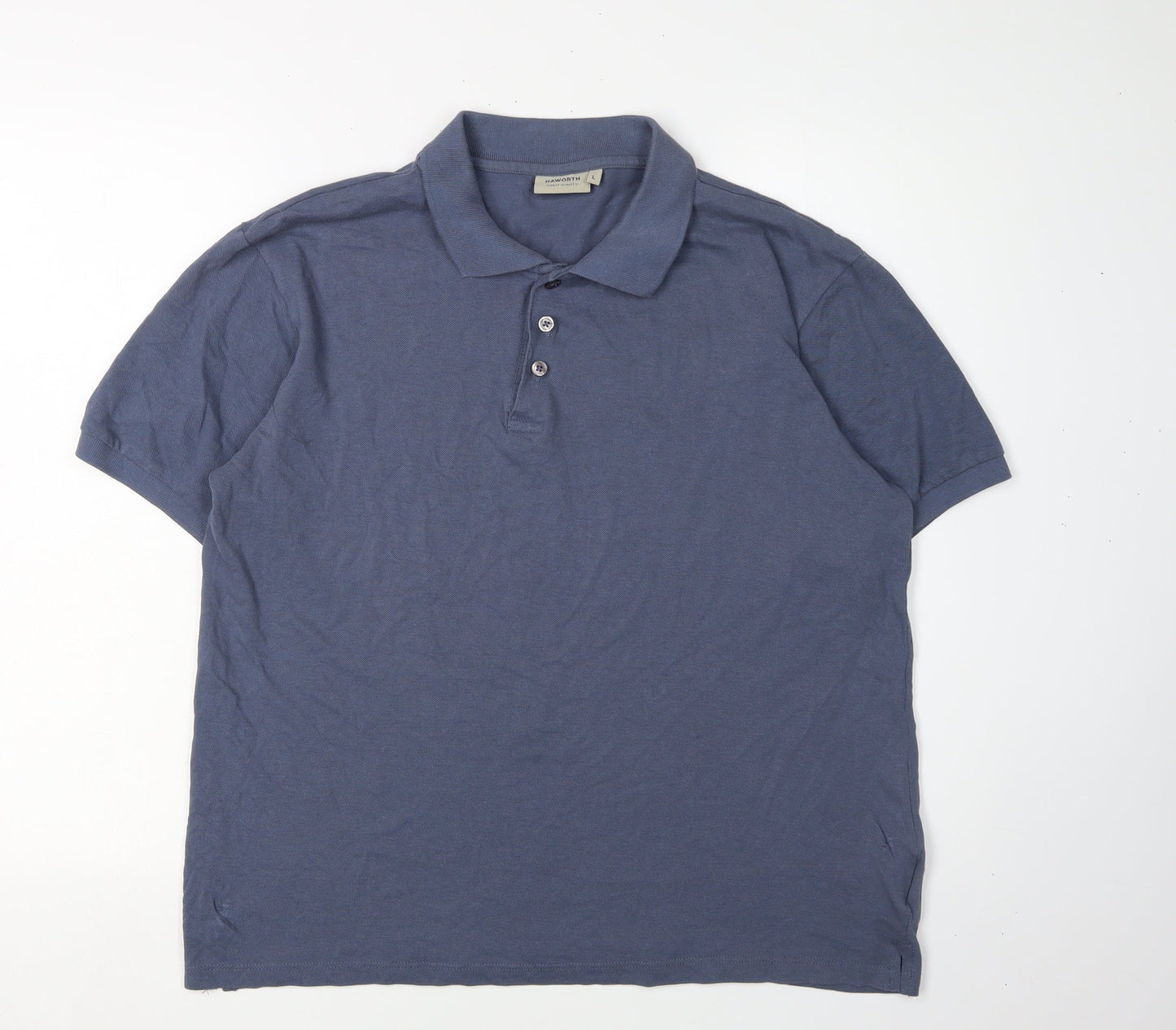 Haworth Men's Blue Cotton Polo Shirt L
