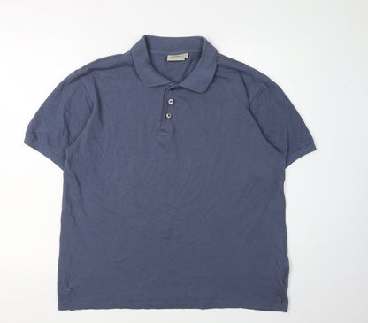 Haworth Men's Blue Cotton Polo Shirt L