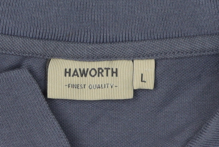 Haworth Men's Blue Cotton Polo Shirt L