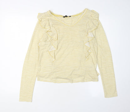 Womens UK Size 8 NEXT Yellow Ringer T-Shirt