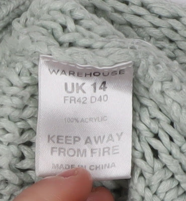 Womens UK Size 14 Warehouse Green Pullover Jumper