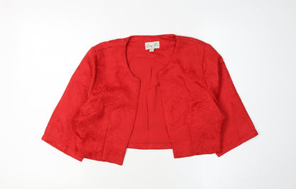 Lindy Bop Red Floral Jacquard Suit Jacket Women L