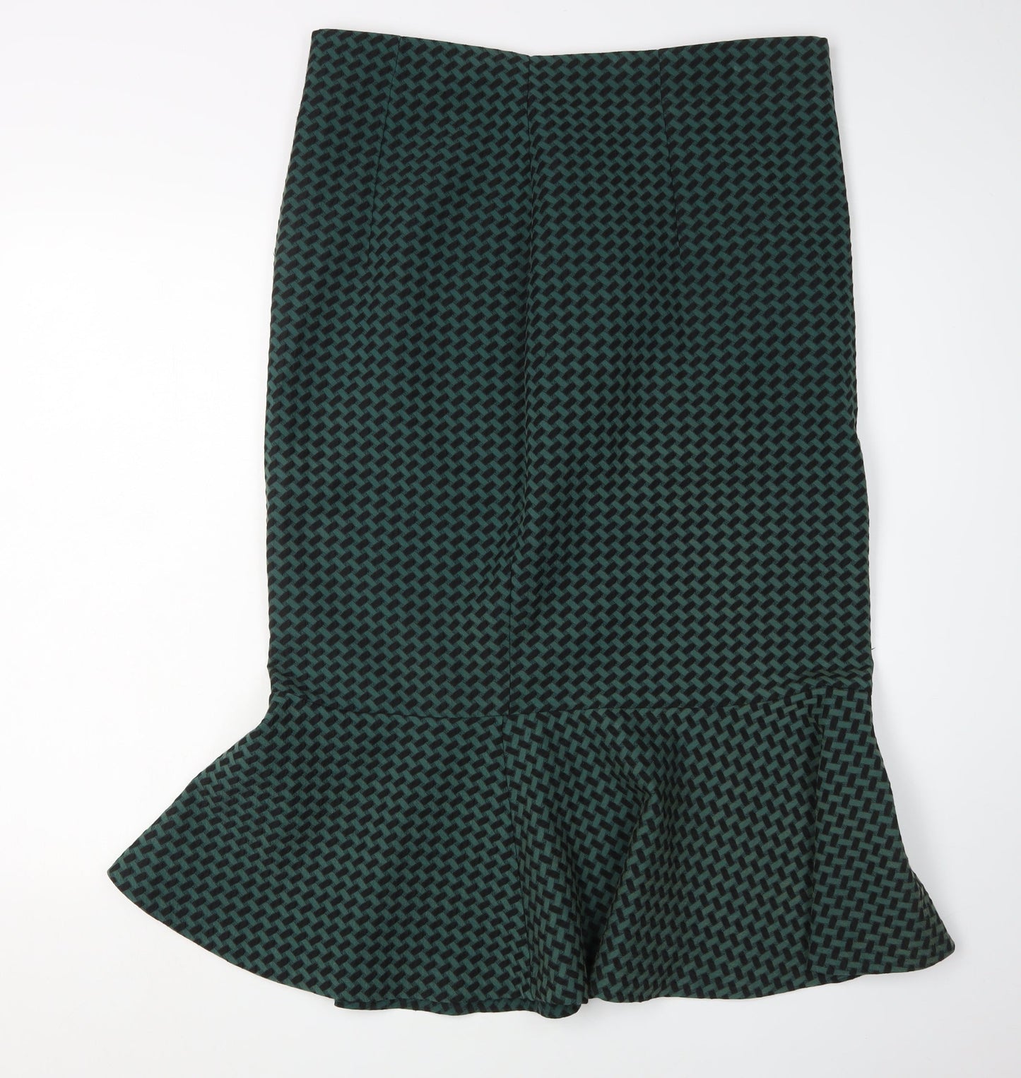 Marks and Spencer Women's Green Geometric Trumpet Skirt Size 16