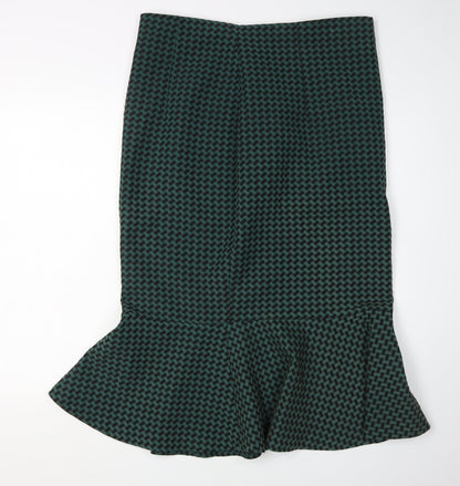 Marks and Spencer Women's Green Geometric Trumpet Skirt Size 16