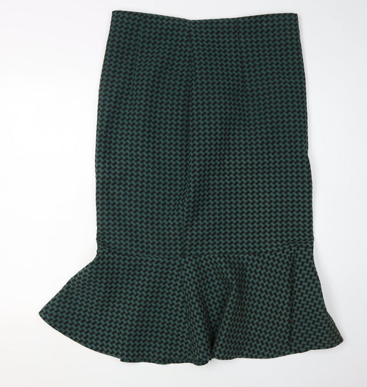 Marks and Spencer Women's Green Geometric Trumpet Skirt Size 16