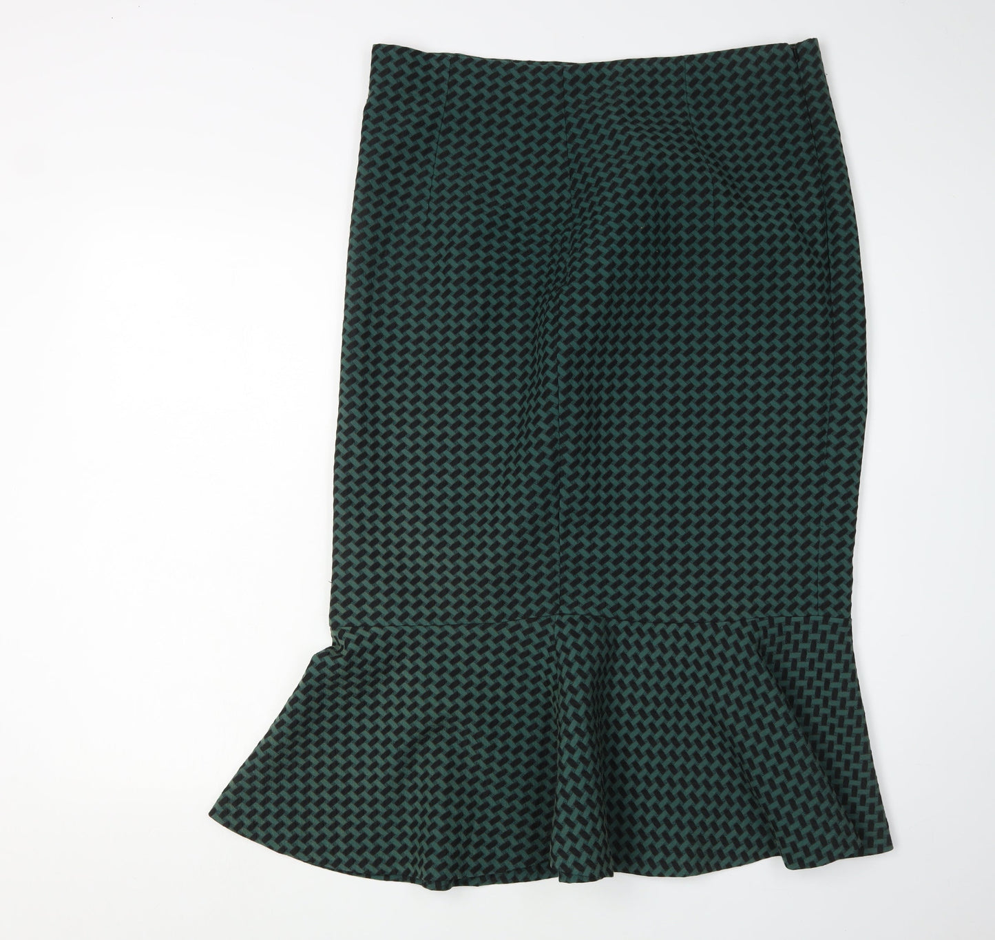 Marks and Spencer Women's Green Geometric Trumpet Skirt Size 16