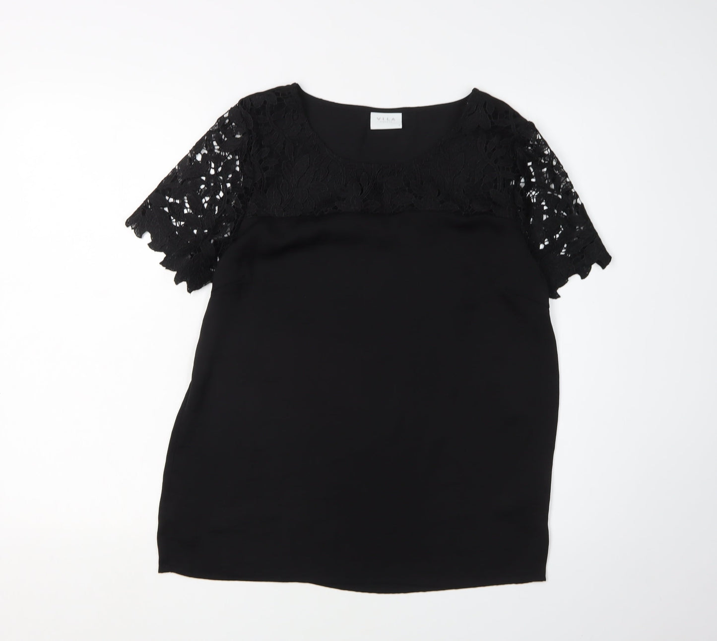 Womens UK Size S VILA Black Basic Blouse