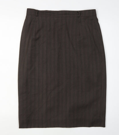 Yarell Women's Brown Striped Pencil Skirt Size 14