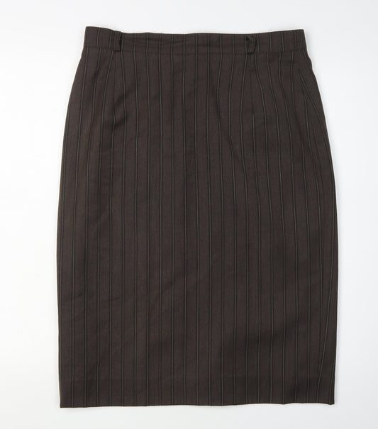 Yarell Women's Brown Striped Pencil Skirt Size 14