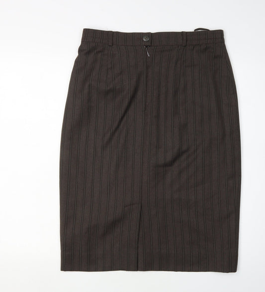 Yarell Women's Brown Striped Pencil Skirt Size 14