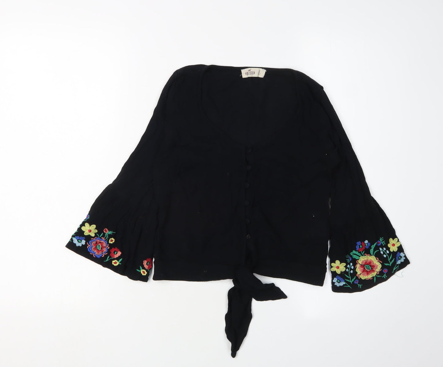 Hollister Women's Black Embroidered Bohemian Blouse, S