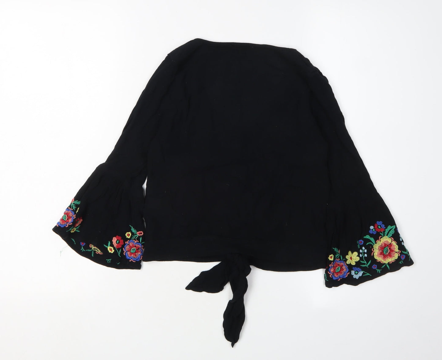 Hollister Women's Black Embroidered Bohemian Blouse, S