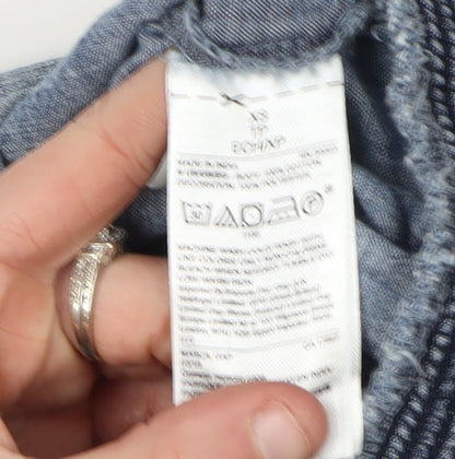 GAP Women's Blue Embroidered Tunic Blouse, XS, Cotton