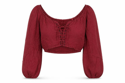 Urban Outfitters Women's Red Cropped Blouse, S