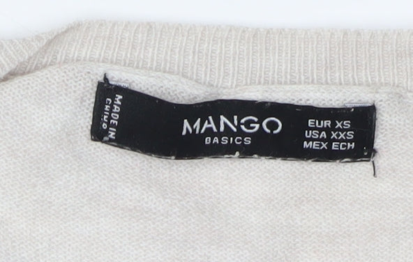 Womens UK Size XS Mango Beige Pullover Jumper