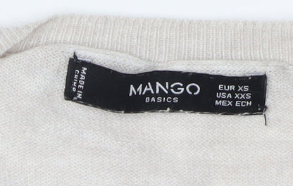 Womens UK Size XS Mango Beige Pullover Jumper