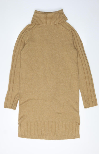 NEXT Women's Beige XS Knit Dress Roll Neck Winter