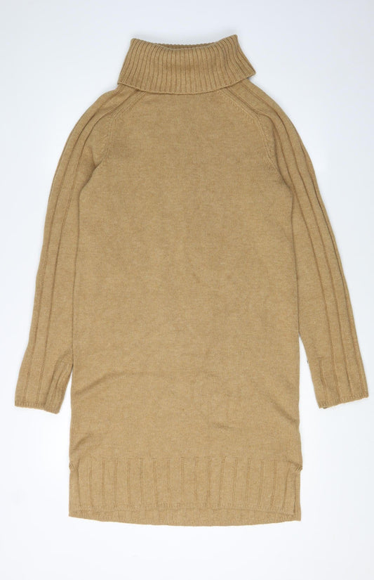 NEXT Women's Beige XS Knit Dress Roll Neck Winter