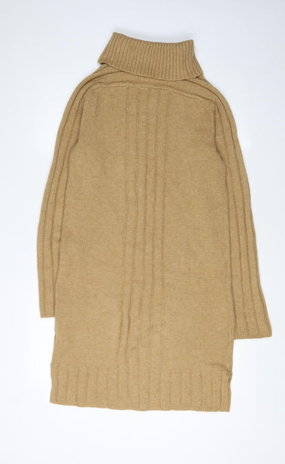 NEXT Women's Beige XS Knit Dress Roll Neck Winter