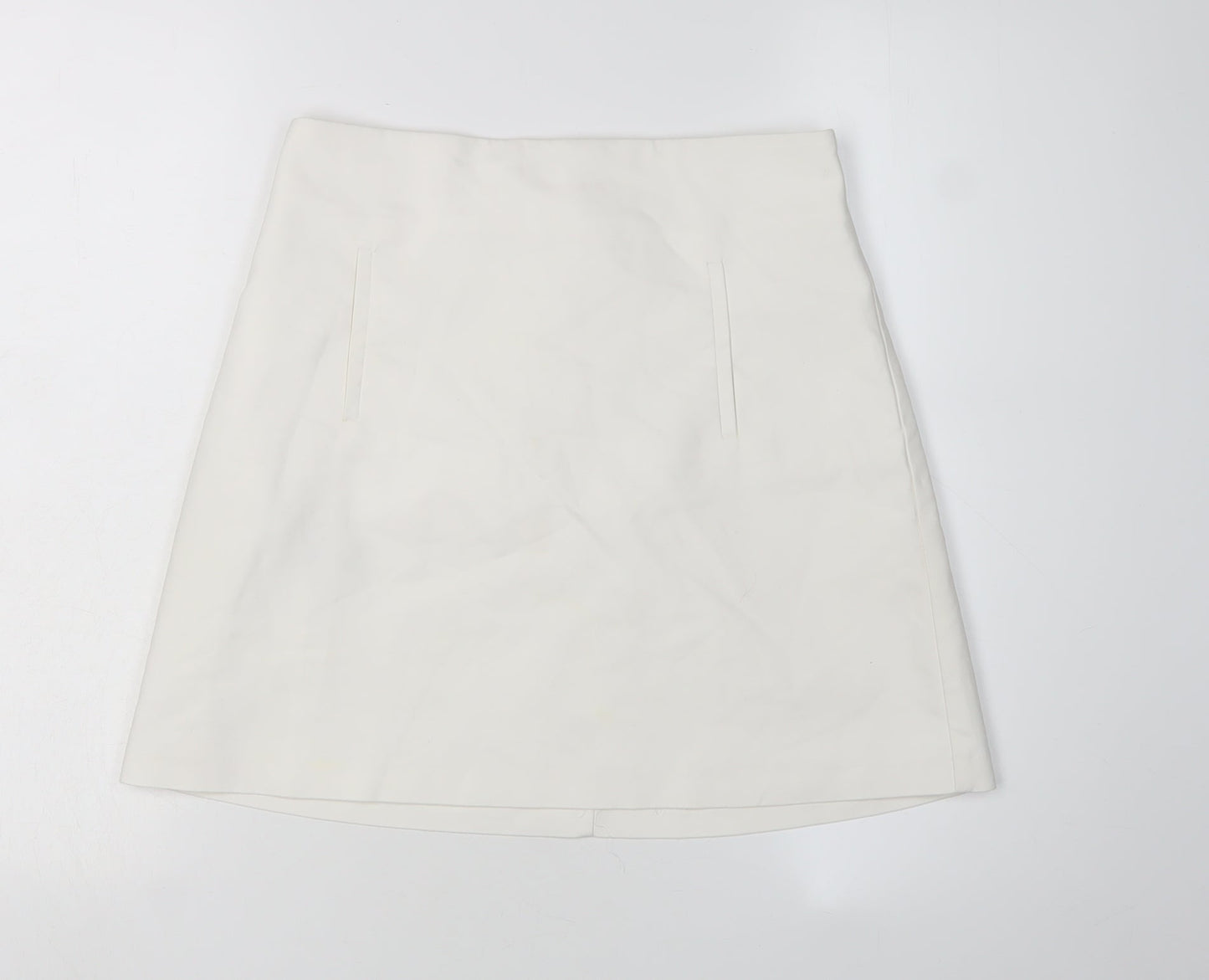 MNG Women's White Knee-Length Pencil Skirt, Size 10