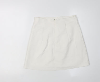 MNG Women's White Knee-Length Pencil Skirt, Size 10