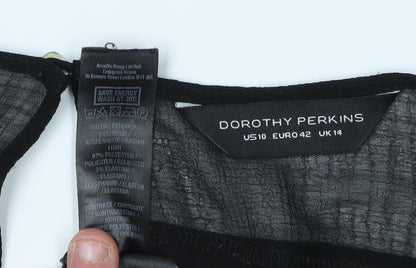 Womens UK Size 14 Dorothy Perkins Black Basic Blouse