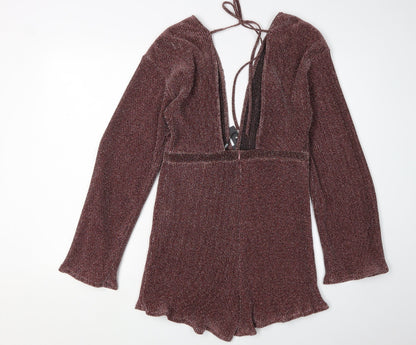 PrettyLittleThing Womens Multicoloured Size 10 Glam Playsuit