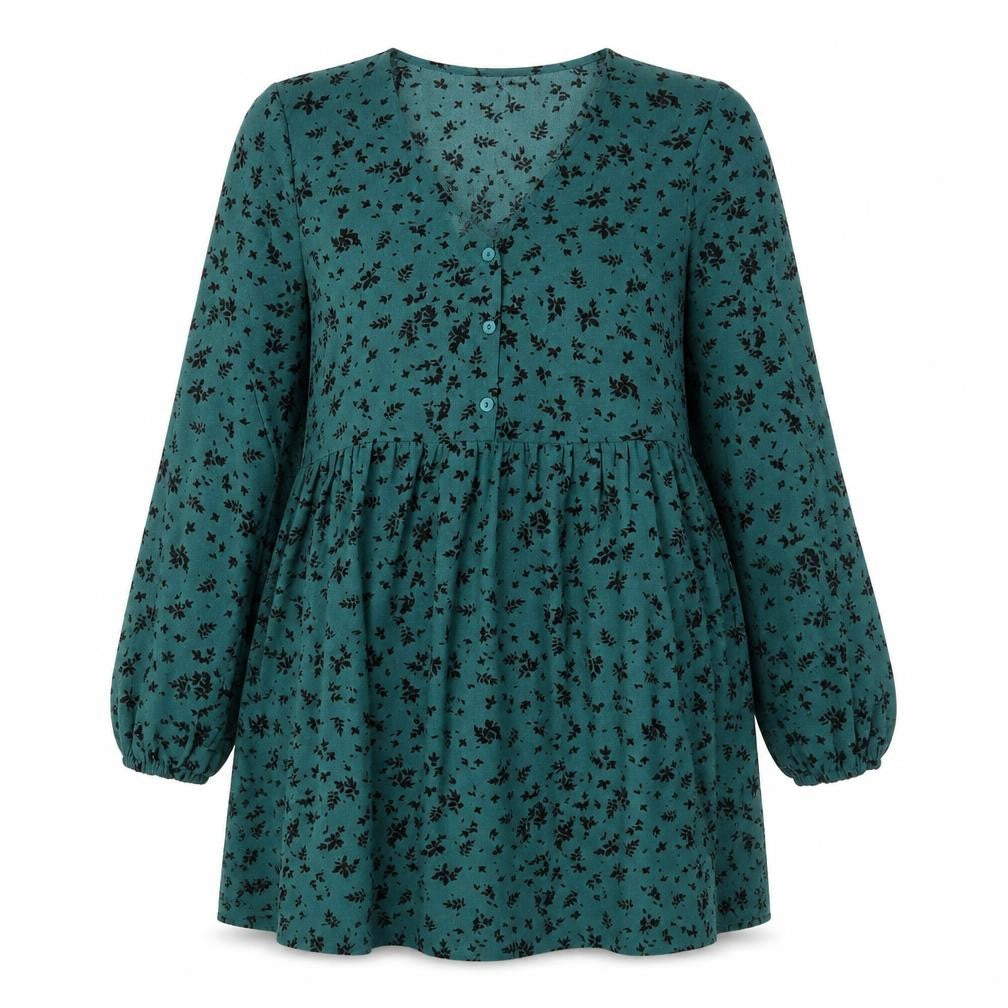 New Look Women's Green A-Line Floral Dress UK 12
