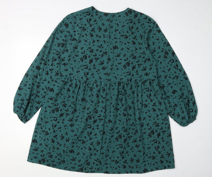New Look Women's Green A-Line Floral Dress UK 12