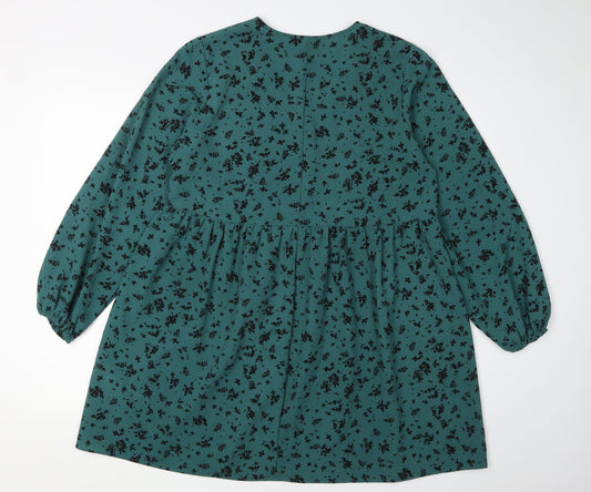 New Look Women's Green A-Line Floral Dress UK 12