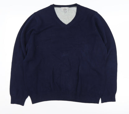 Marks and Spencer Men's Blue V-Neck Pullover Jumper L