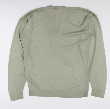 St Michael Men's Green Pullover Jumper, S, V-Neck, Vintage