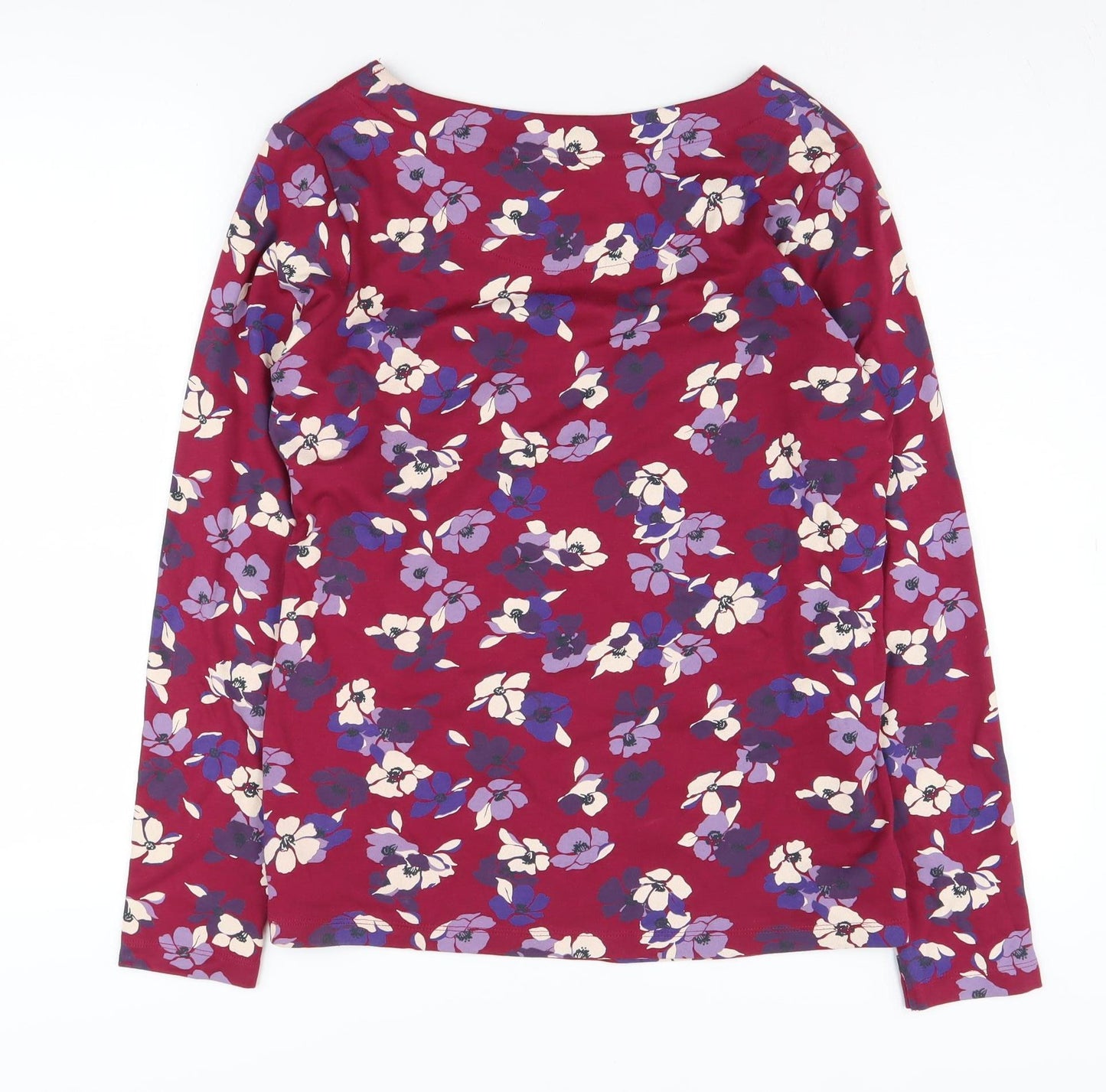 Maine Women's Red Floral Boat Neck T-Shirt Size 14