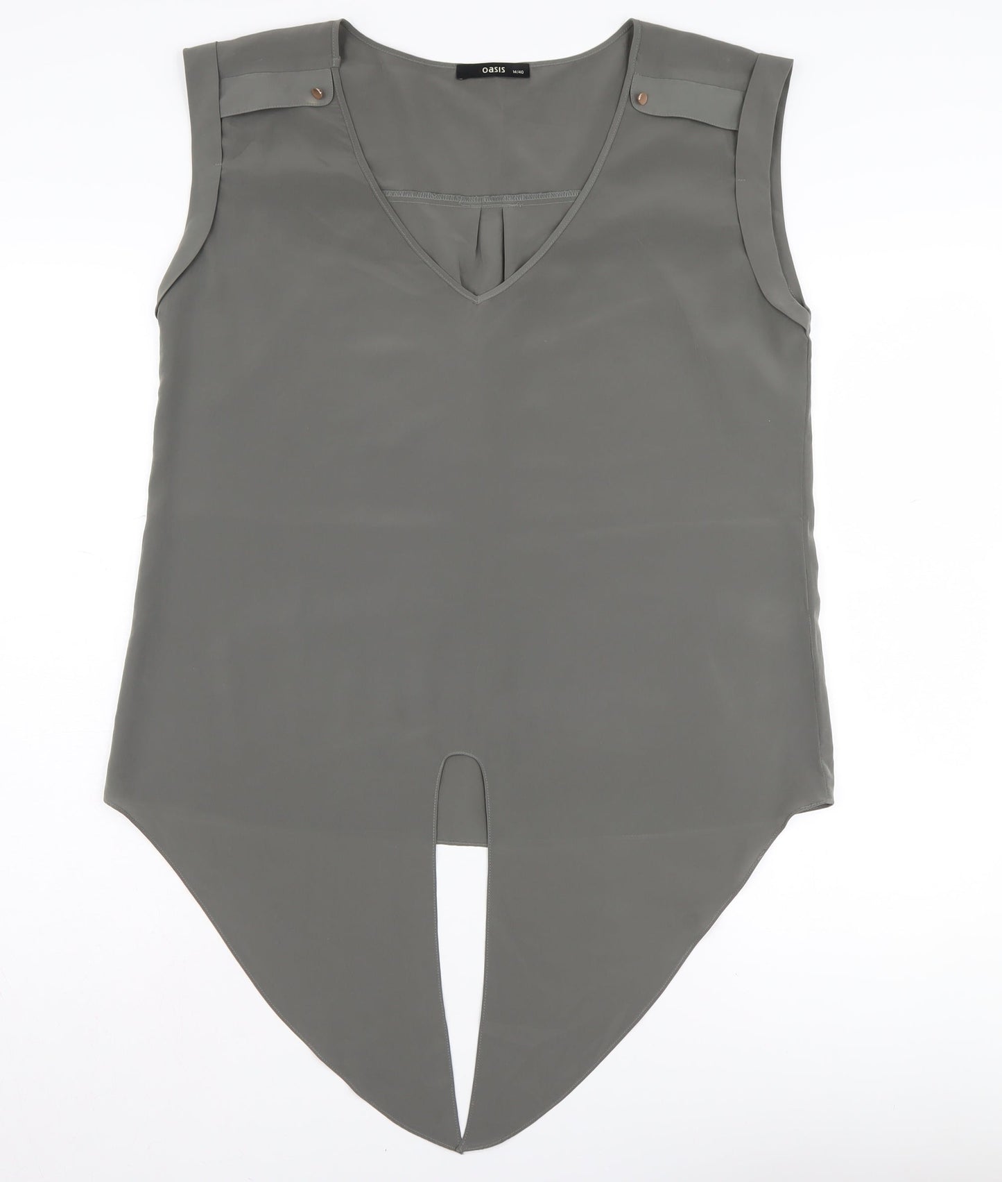 Oasis Women's Grey Sleeveless Basic Blouse Size 14