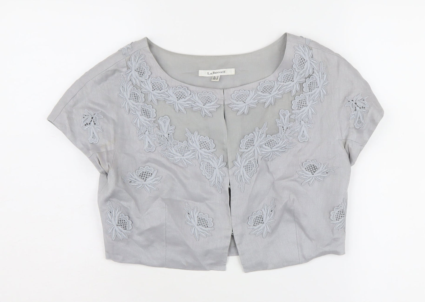 L.K. Bennett Women's Grey Embroidered Cardigan Size 8