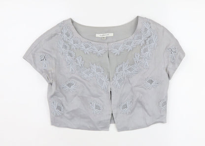 L.K. Bennett Women's Grey Embroidered Cardigan Size 8