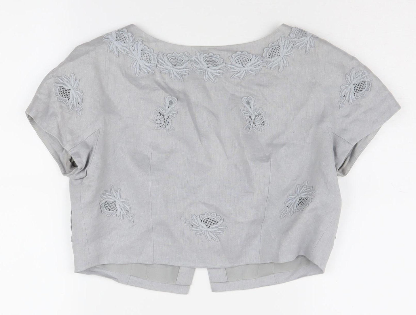 L.K. Bennett Women's Grey Embroidered Cardigan Size 8