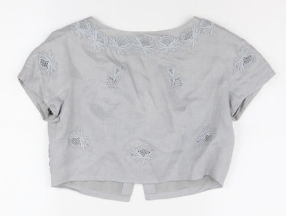 L.K. Bennett Women's Grey Embroidered Cardigan Size 8