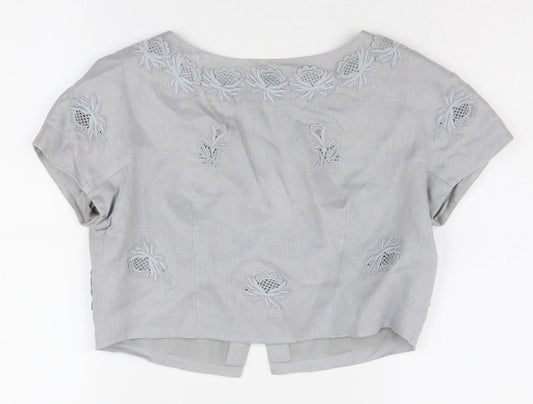 L.K. Bennett Women's Grey Embroidered Cardigan Size 8