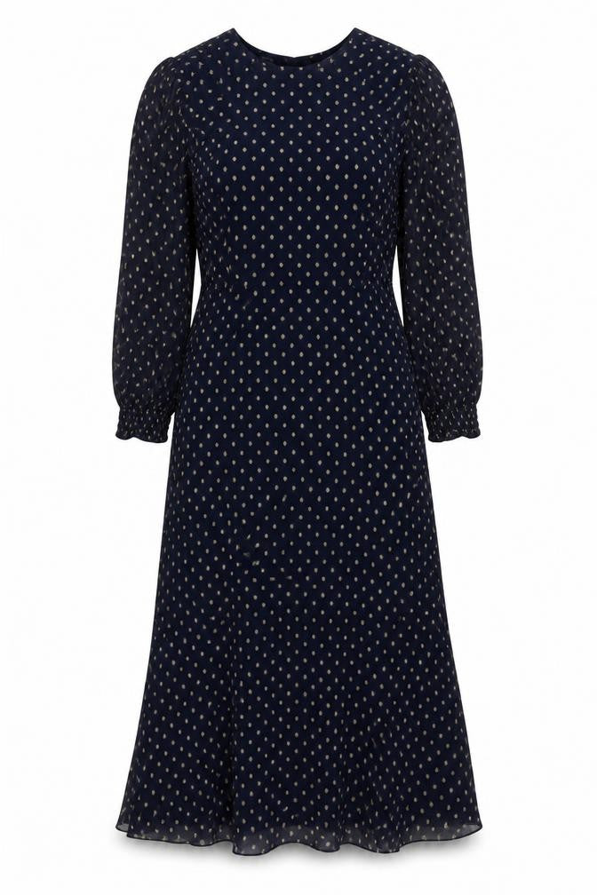 Mint Velvet Blue Polka Dot Midi Dress Size 6