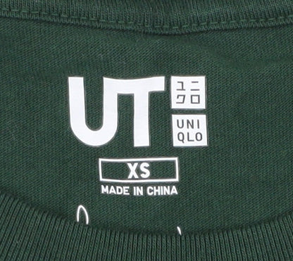 Uniqlo Green Men's XS T-Shirt, Short Sleeve, Crew Neck