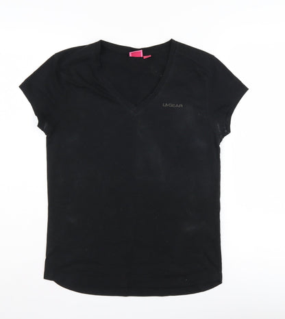 Womens UK Size 10 LA Gear Black Basic T-Shirt