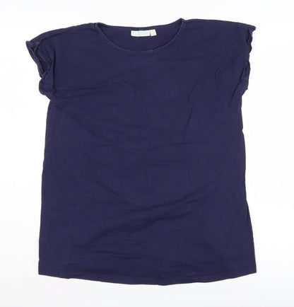 JoJo Maman Bébé Women's Blue Cotton T-Shirt S