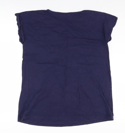 JoJo Maman Bébé Women's Blue Cotton T-Shirt S