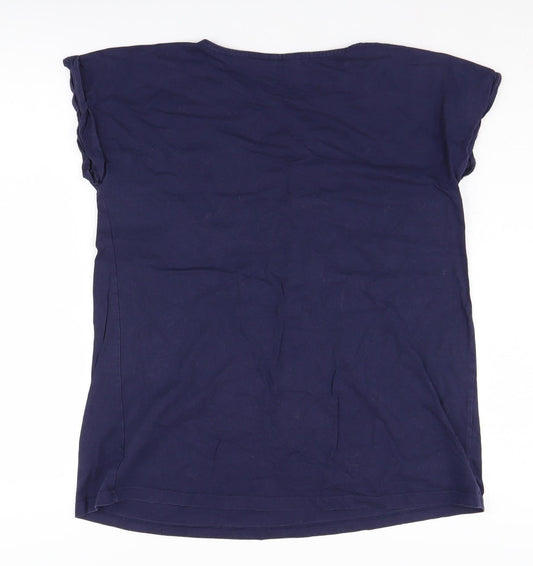 JoJo Maman Bébé Women's Blue Cotton T-Shirt S