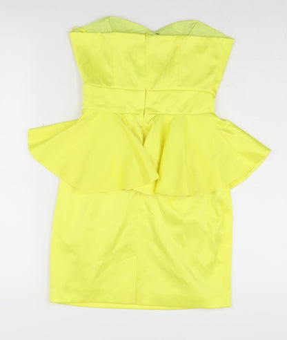 Bay Women's Yellow Strapless Peplum Pencil Dress - Size 6