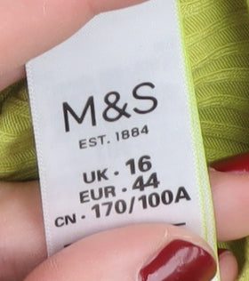 Womens UK Size 16 Marks and Spencer Green Basic T-Shirt