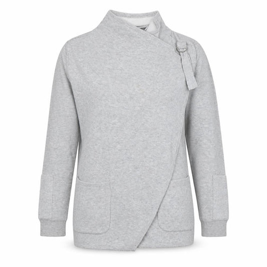 Front view of Mini Outfitters Grey Wrap Cardigan for Teens