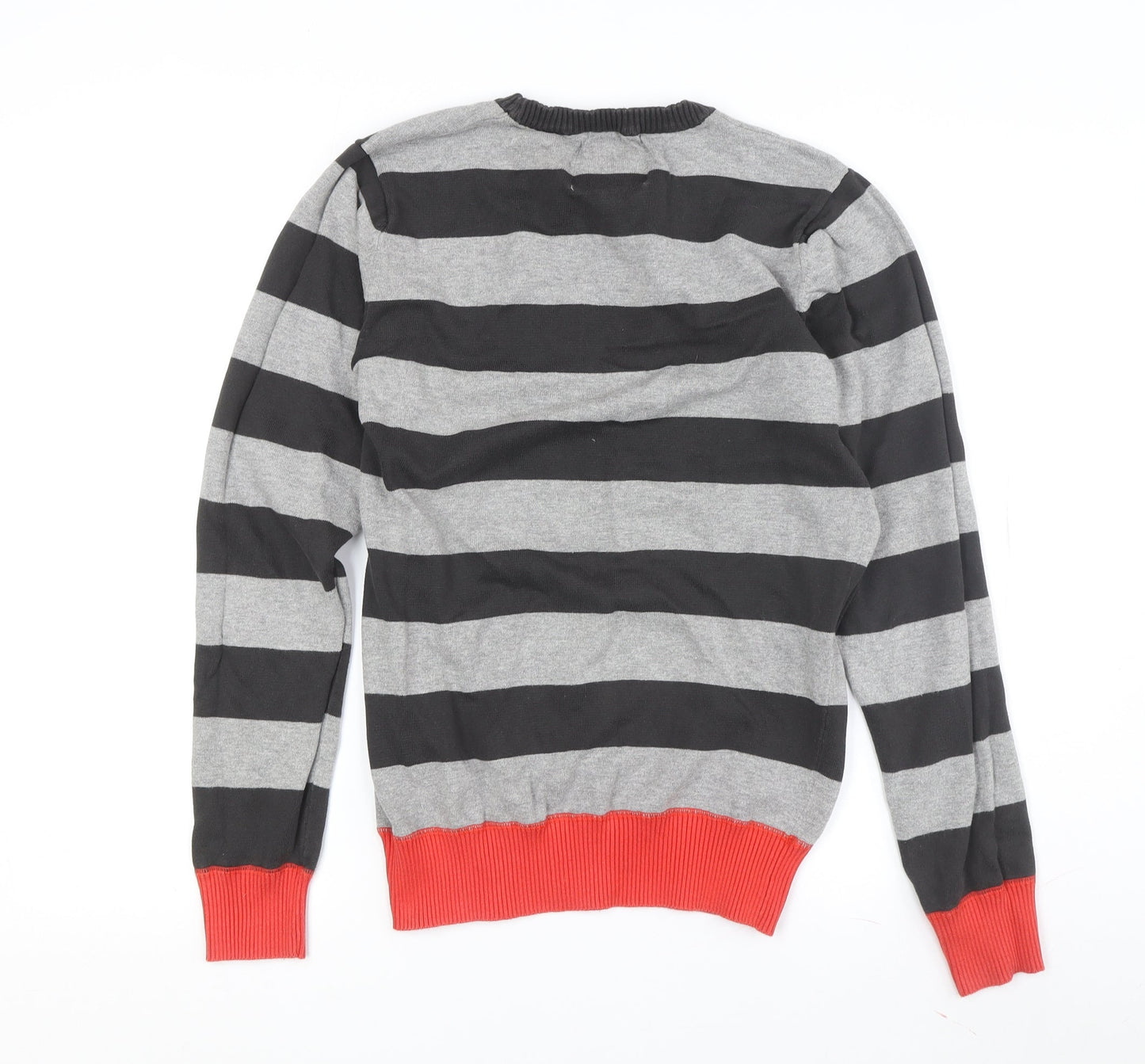 Jack & Jones Men's Grey Striped Pullover Jumper M